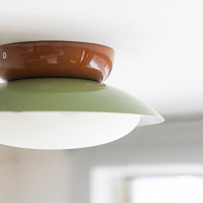 Zeitgenössische skandinavische Macaron geometrische Halbkreis Schatten LED Semi-Flush Mount Deckenleuchte für Wohnzimmer 