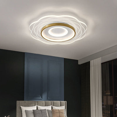 Modern Minimalist Floral Aluminum Acrylic LED Flush Mount Ceiling Light For Living Room