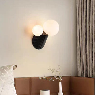 Modern Minimalist Round Table Orb Resin PE 2-Light Wall Sconce Lamp For Bedroom