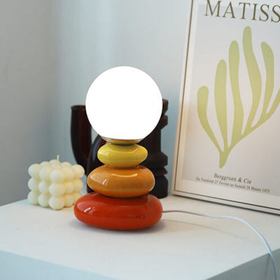 Nordic Creative Ceramic Colorful Stacked Stones LED USB Table Lamp