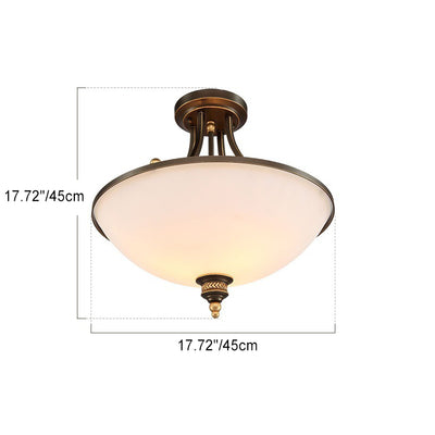 Modern Minimalist Round Sphere Iron Glass 3-Light Semi-Flush Mount Ceiling Light For Living Room