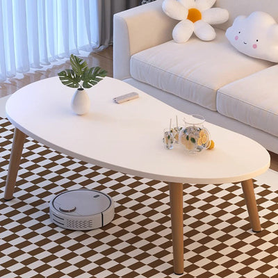 Modern Minimalist Mango Shape Oval Density Plate Wood Coffee Table For Living Room