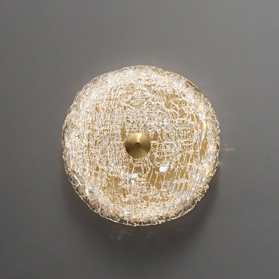 Traditional Luxury Round Copper Iron Glass LED Flush Mount Ceiling Light For Bedroom