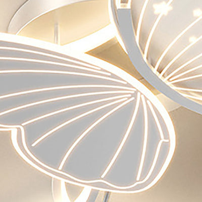 Contemporary Creative Acrylic Butterfly Iron LED Flush Mount Ceiling Light For Bedroom