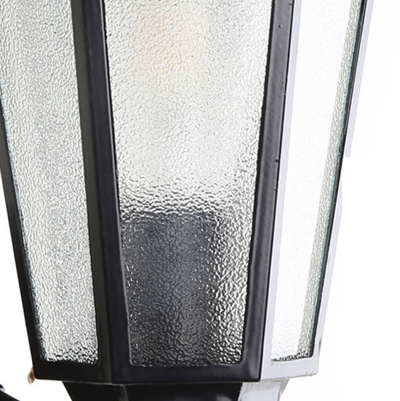 Contemporary Industrial Hexagonal Aluminum Frame Frosted Glass 1-Light Outdoor Wall Sconce Lamp For Garden