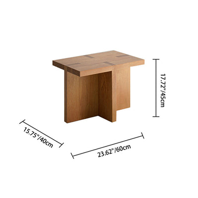 Traditional Japanese Square Table Top White Oak Side Table 3-Leg For Living Room