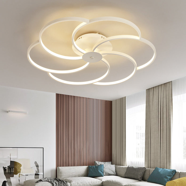 Contemporary Simplicity Aluminum Petal Silicone Strip Shade LED Flush Mount Ceiling Light For Living Room