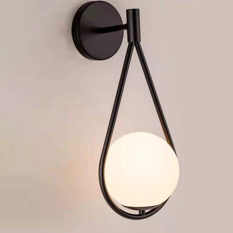 Contemporary Scandinavian Glass Ball Oval Ring 1-Light Wall Sconce Lamp For Living Room