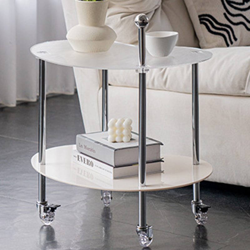 Contemporary Nordic Cloud Acrylic Stainless Steel Crystal Wheel End Table 2-Tier For Living Room