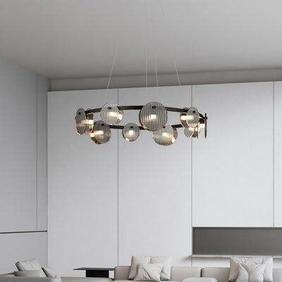 Modern Minimalist Rings Metal Glass LED Chandelier For Living Room