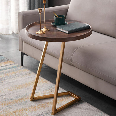 Modern Simplicity Round MDF Iron End Table Movable For Living Room