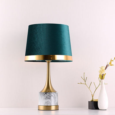 Modern Luxury Green Fabric Cover Iron Base 1-Light Table Lamp For Home Office