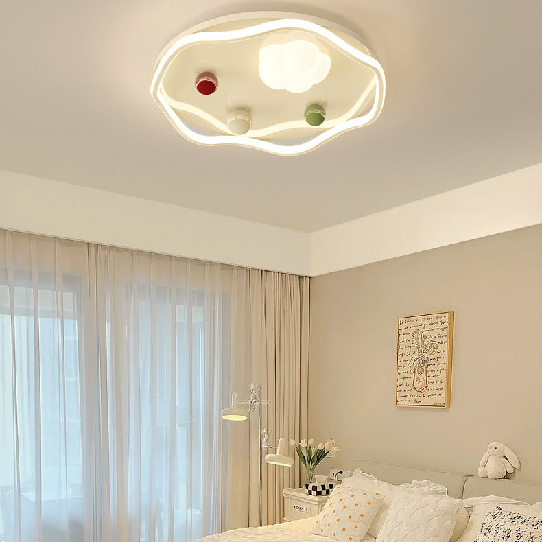 Contemporary Scandinavian Round Iron PC LED Flush Mount Ceiling Light For Living Room