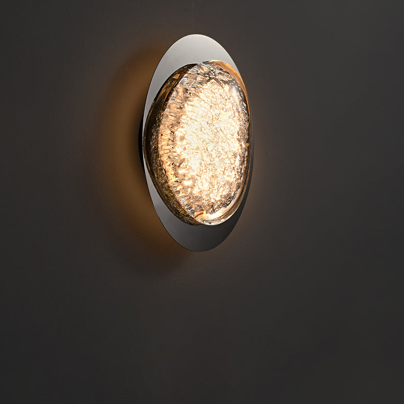 Modern Minimalist Irregular Surface Oval Hardware Acrylic LED Wall Sconce Lamp For Living Room