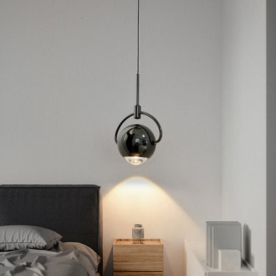 Modern Minimalist Rotatable Spherical Aluminum Glass LED Pendant Light For Bedroom