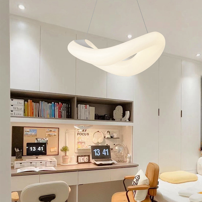 Modern Minimalist PE Wave Ring Hardware LED Pendant Light For Bedroom