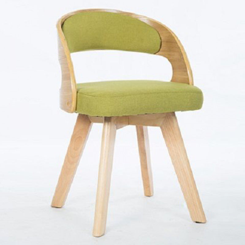 Contemporary Nordic Fabric Upholstered Wood Splayed Legs Dining Chair Curved Back For Dining Room