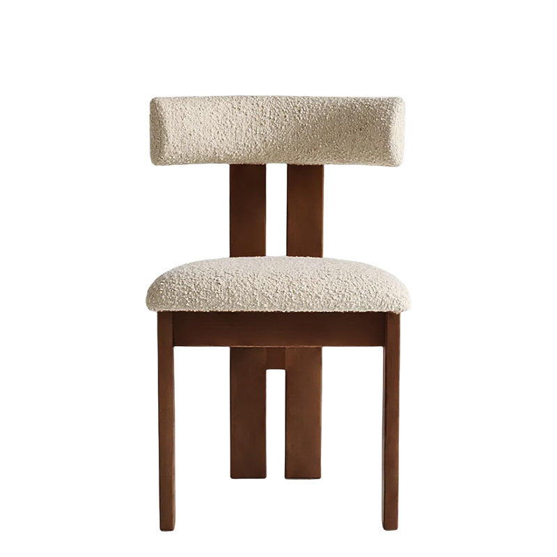 Contemporary Scandinavian Semi-round Solid Wood Lambswool High Resilience Sponge Dining Chair Backrest For Dining Room