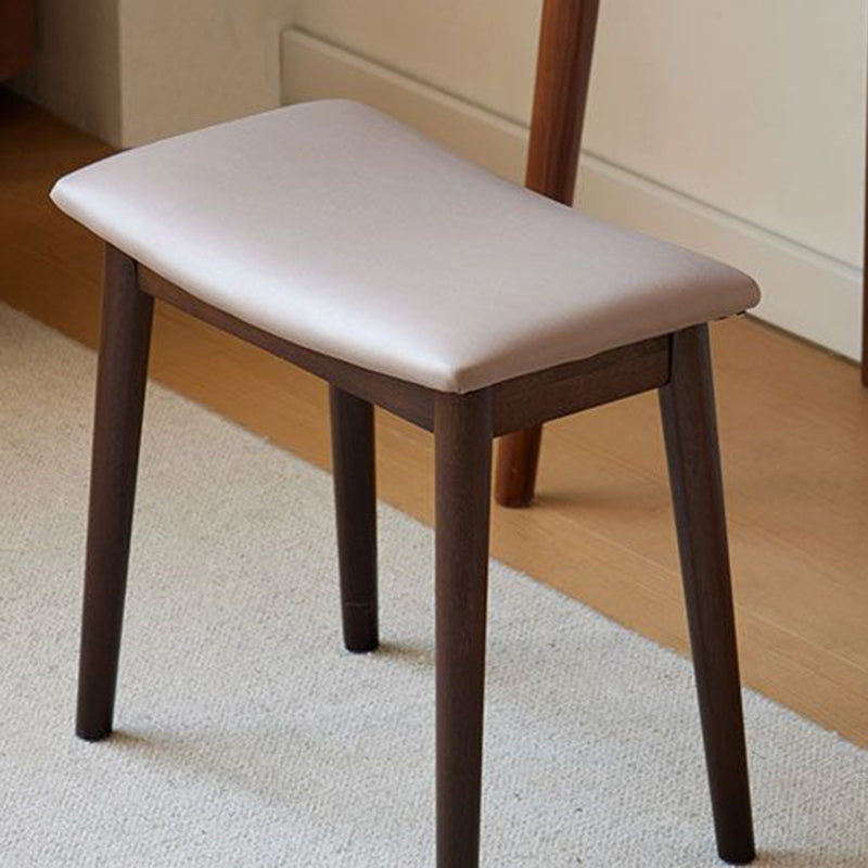 Modern Minimalist Rectangular Soft Leather Wood Vanity Stool For Bedroom