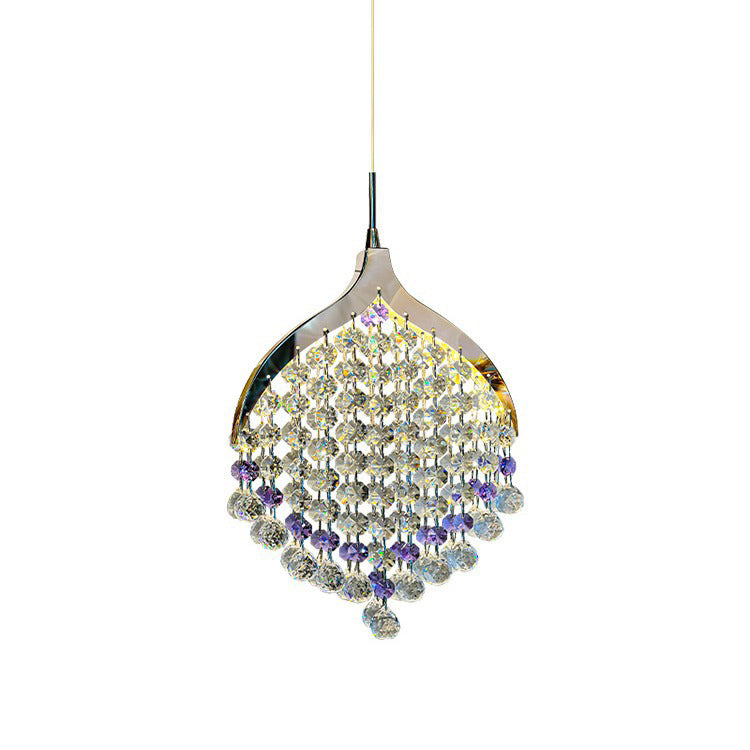 Modern Eclectic Teardrop Stainless Steel Crystal LED Pendant Light For Living Room