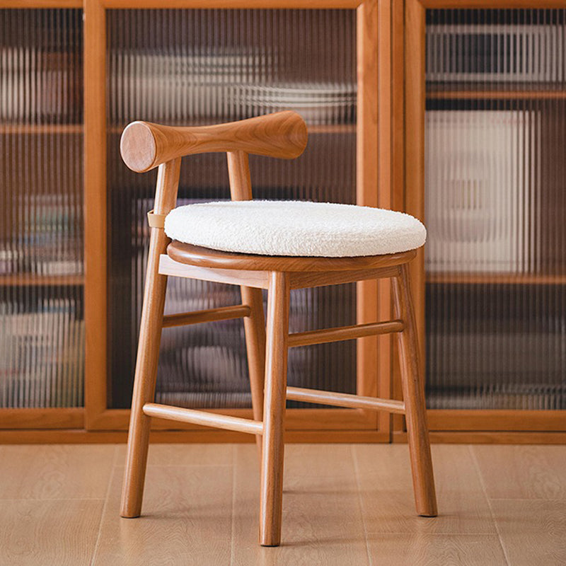 Tabouret de coiffeuse rond en bois et laine d&