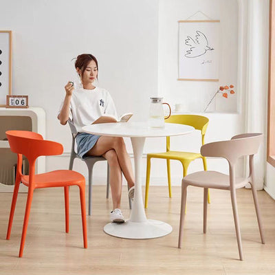 Modern Minimalist Cow Corner Square Plastic Dining Chair Backrest For Dining Room