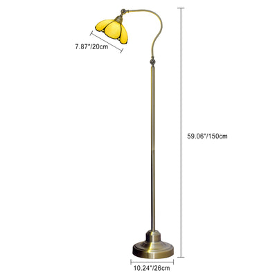 Traditional Tiffany Floral Iron Glass 1-Light Standing Floor Lamp For Bedroom