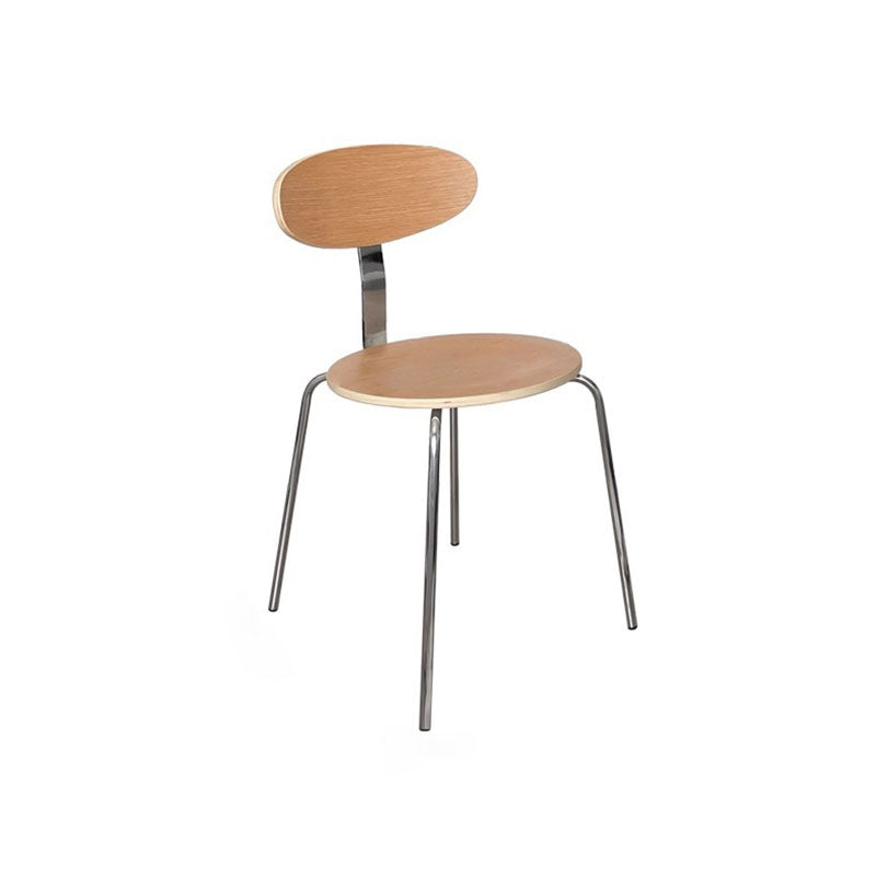 Contemporary Nordic Wood Stainless Steel Round Dining Chair Backrest For Dining Room