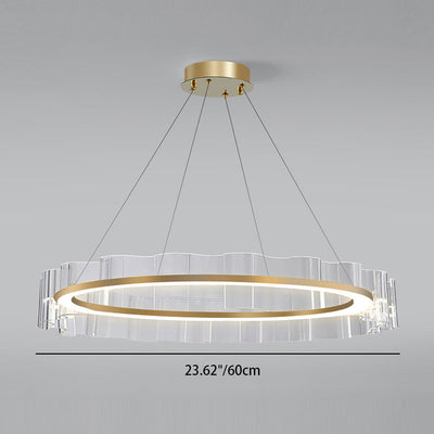 Contemporary Scandinavian Circle Wave Acrylic Iron LED Chandelier For Living Room