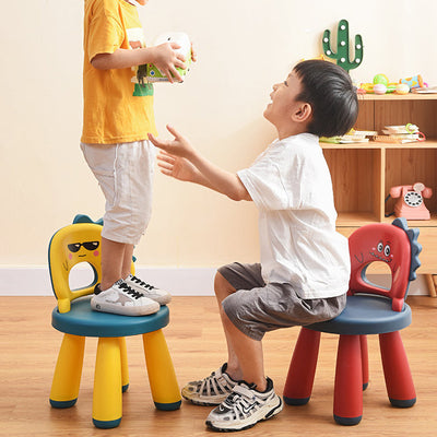 Contemporary Creative Childlike Dinosaur Plastic Round Footstool Backrest For Living Room