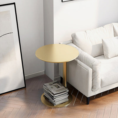 Modern Minimalist Round Metal End Table For Living Room