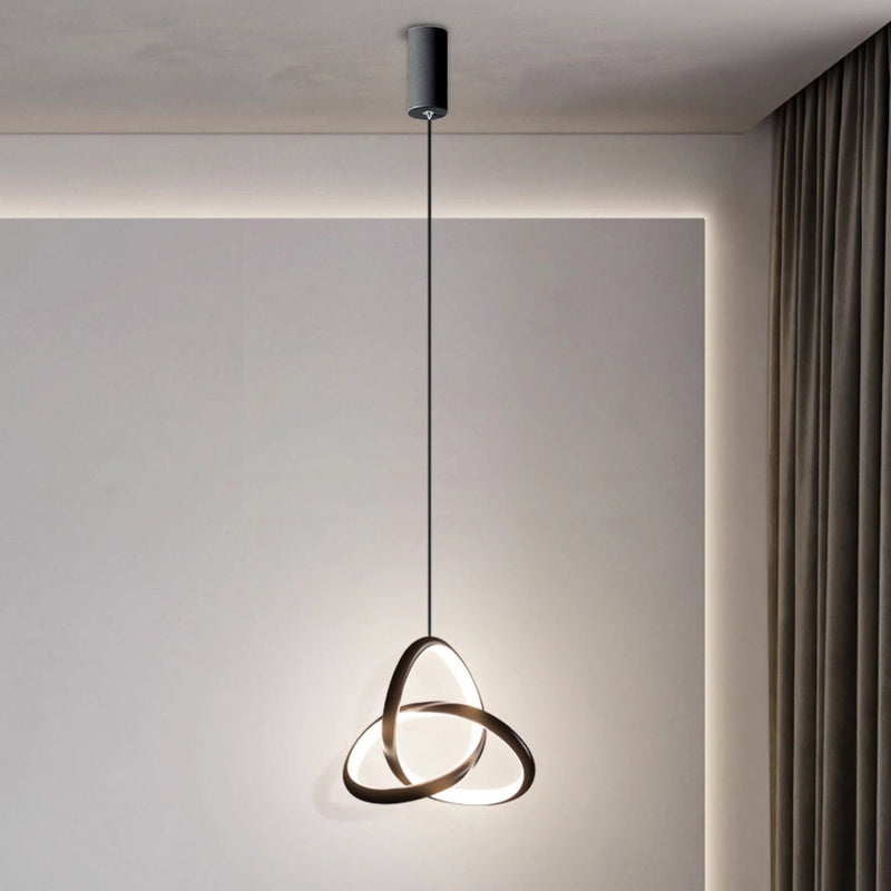 Contemporary Nordic Aluminum Iron Silica Geometric Intertwined Ring LED Pendant Light For Bedside