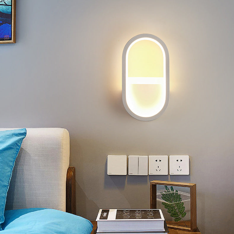 Modern Minimalist Iron Silicone Elliptical Circular Arc LED Wall Sconce Lamp For Bedroom