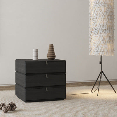 Contemporary Nordic Rectangular Wood Rotatable Nightstand 3-Drawer For Bedroom