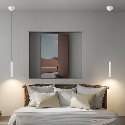 Modern Minimalist Iron Aluminum Strip LED Pendant Light For Bedroom