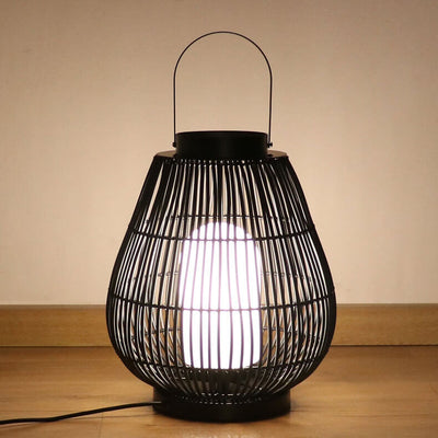 Modern Outdoor Rattan Woven Cage Shaped 1-Light Outdoor Landscape Light