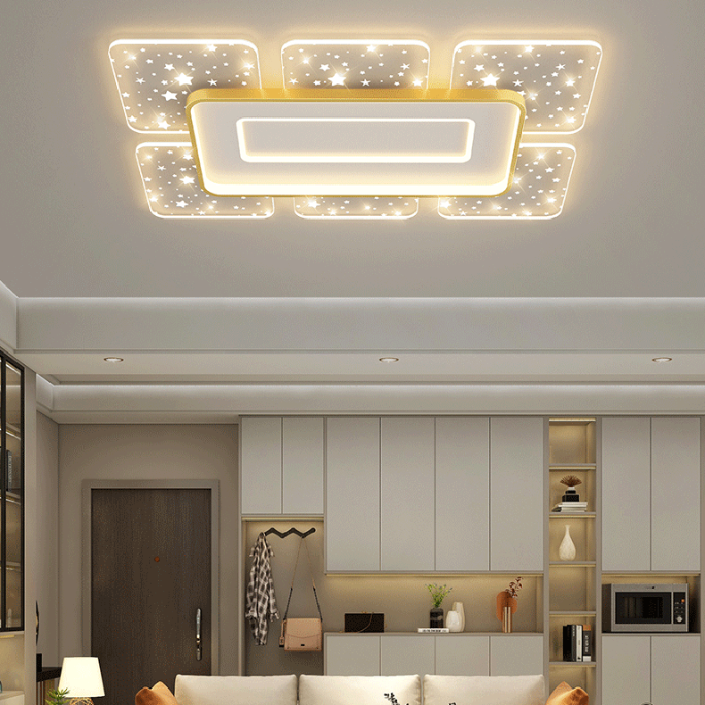 Contemporary Nordic Square Rectangular Acrylic LED Flush Mount Ceiling Light For Living Room