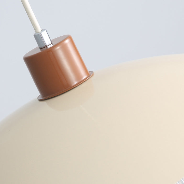 Modern Minimalist Cream Round Pod Iron 1-Light Pendant Light For Living Room