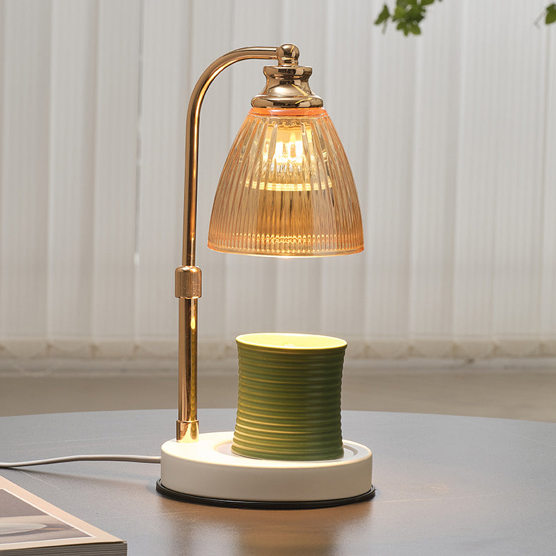 Lampe de table à cire fondue à 1 lumière avec abat-jour en verre conique en fer de simplicité contemporaine pour chambre 