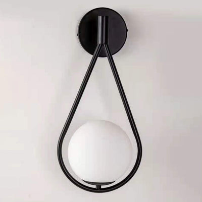 Contemporary Scandinavian Glass Ball Oval Ring 1-Light Wall Sconce Lamp For Living Room