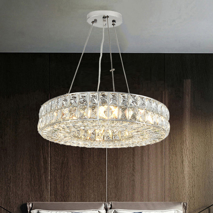 Modern Eclectic Ring Iron Crystal 9/12/16 Light Chandelier For Living Room