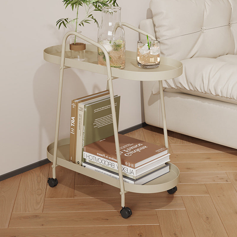 Modern Minimalist Long Oval Iron Removable End Table 2-Tier For Living Room