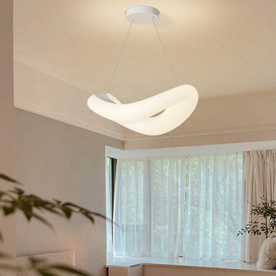 Modern Minimalist PE Wave Ring Hardware LED Pendant Light For Bedroom