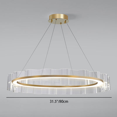 Contemporary Scandinavian Circle Wave Acrylic Iron LED Chandelier For Living Room