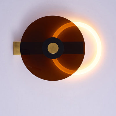 Contemporary Nordic Acrylic Geometric Circle Hardware LED Wall Sconce Lamp For Bedroom