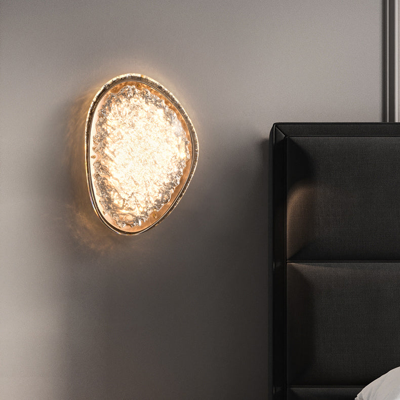 Modern Minimalist Irregular Surface Oval Hardware Acrylic LED Wall Sconce Lamp For Living Room