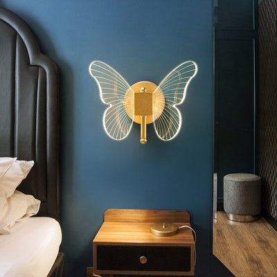 Contemporary Creative Butterfly Acrylic Iron LED Wall Sconce Lamp For Bedroom