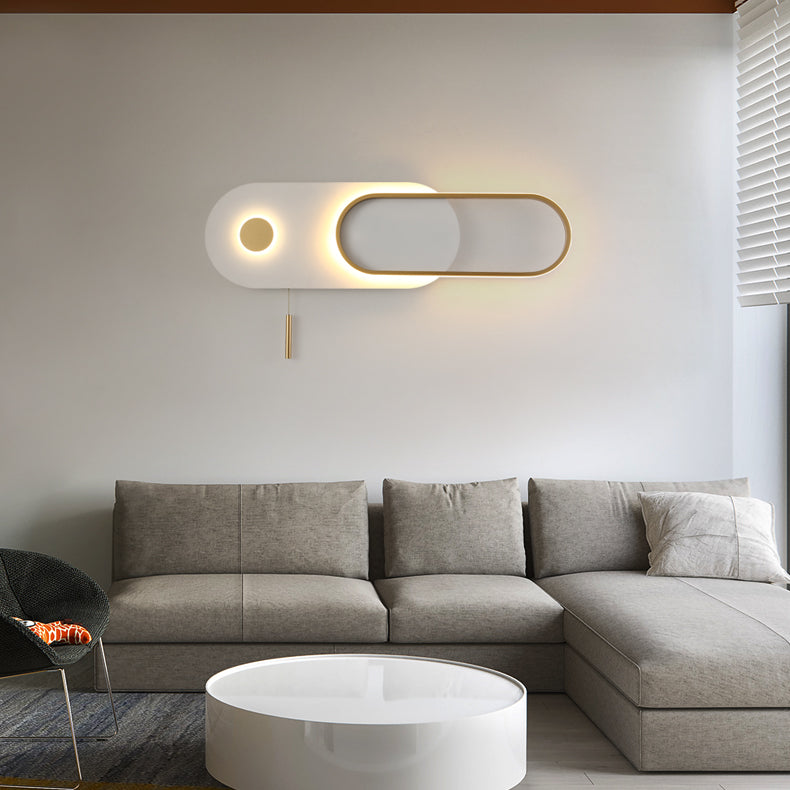 Modern Minimalist Oval Iron Acrylic LED Wall Sconce Lamp For Bedroom