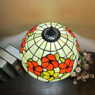 Traditional Tiffany Dome Iron Glass 1-Light Table Lamp For Living Room