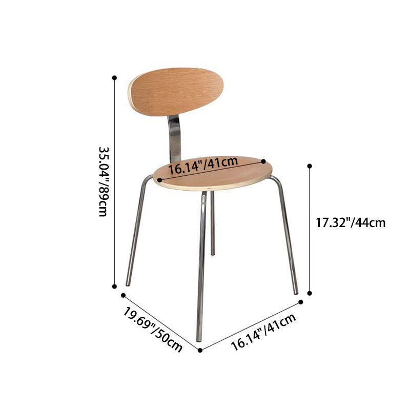 Contemporary Nordic Wood Stainless Steel Round Dining Chair Backrest For Dining Room